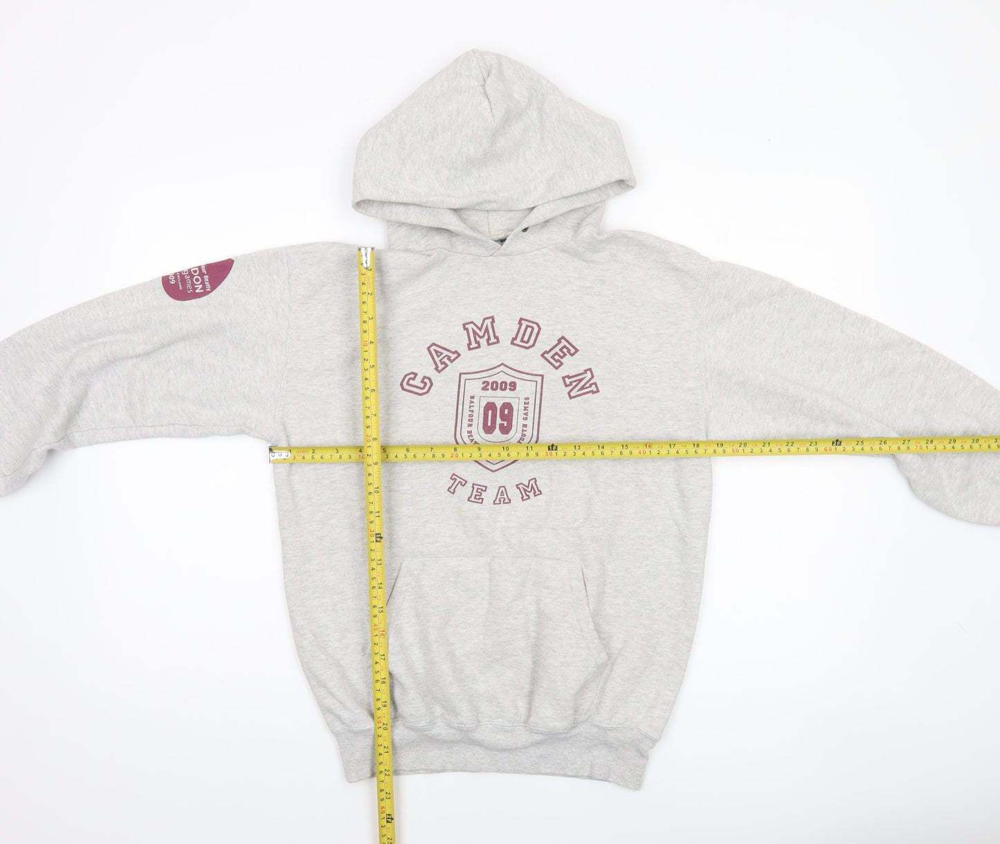 Fruit of the Loom Mens Grey S Pullover Hoodie Camden Team Graphic