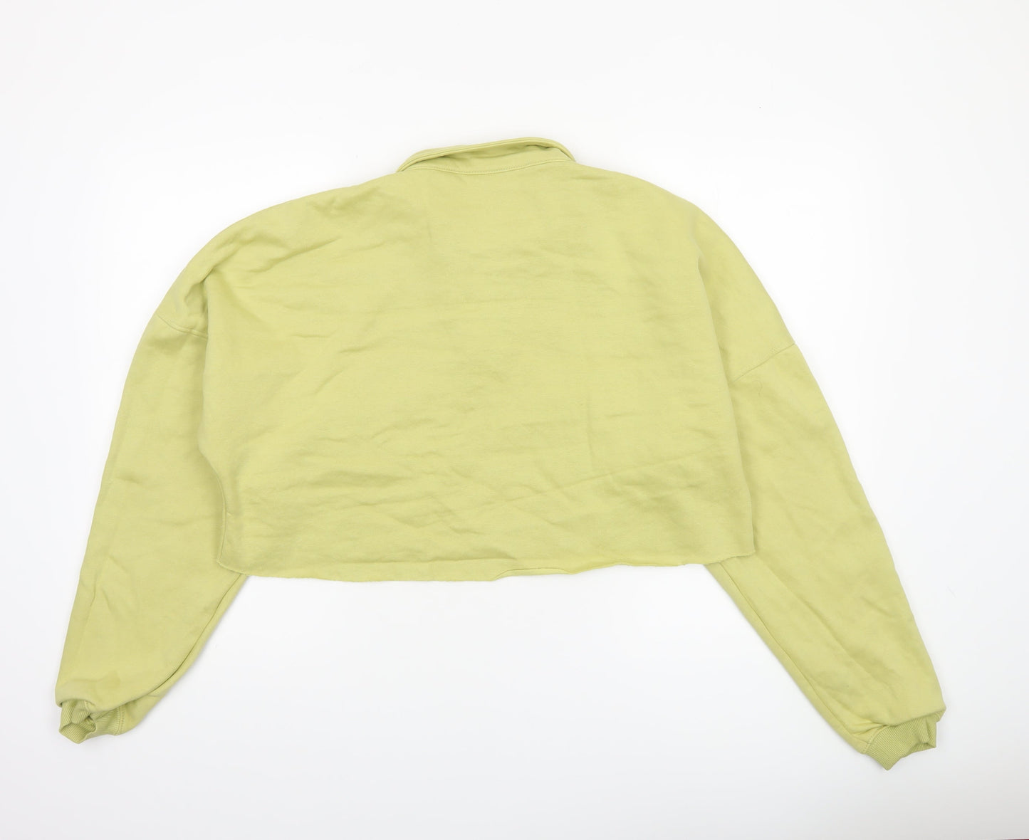 Bo+Tee Women’s Green Cropped 1/4 Zip Pullover Sweatshirt Size L