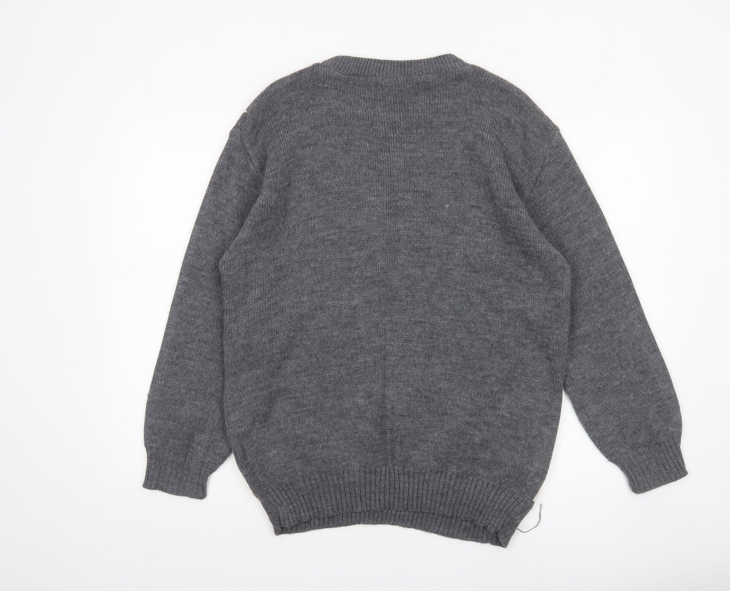 Whisper Men's Grey Christmas Reindeer Knit Pullover Jumper Size S