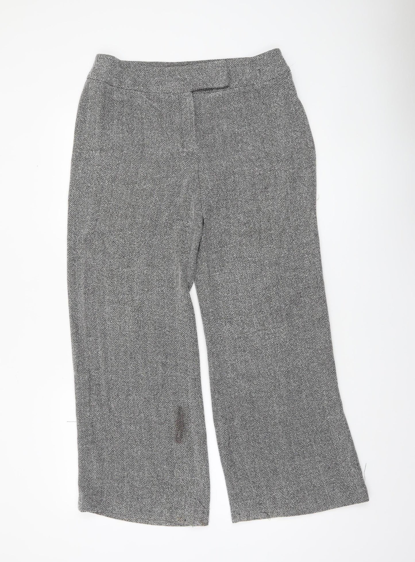 Next Petite Grey Herringbone Straight Trousers UK 14