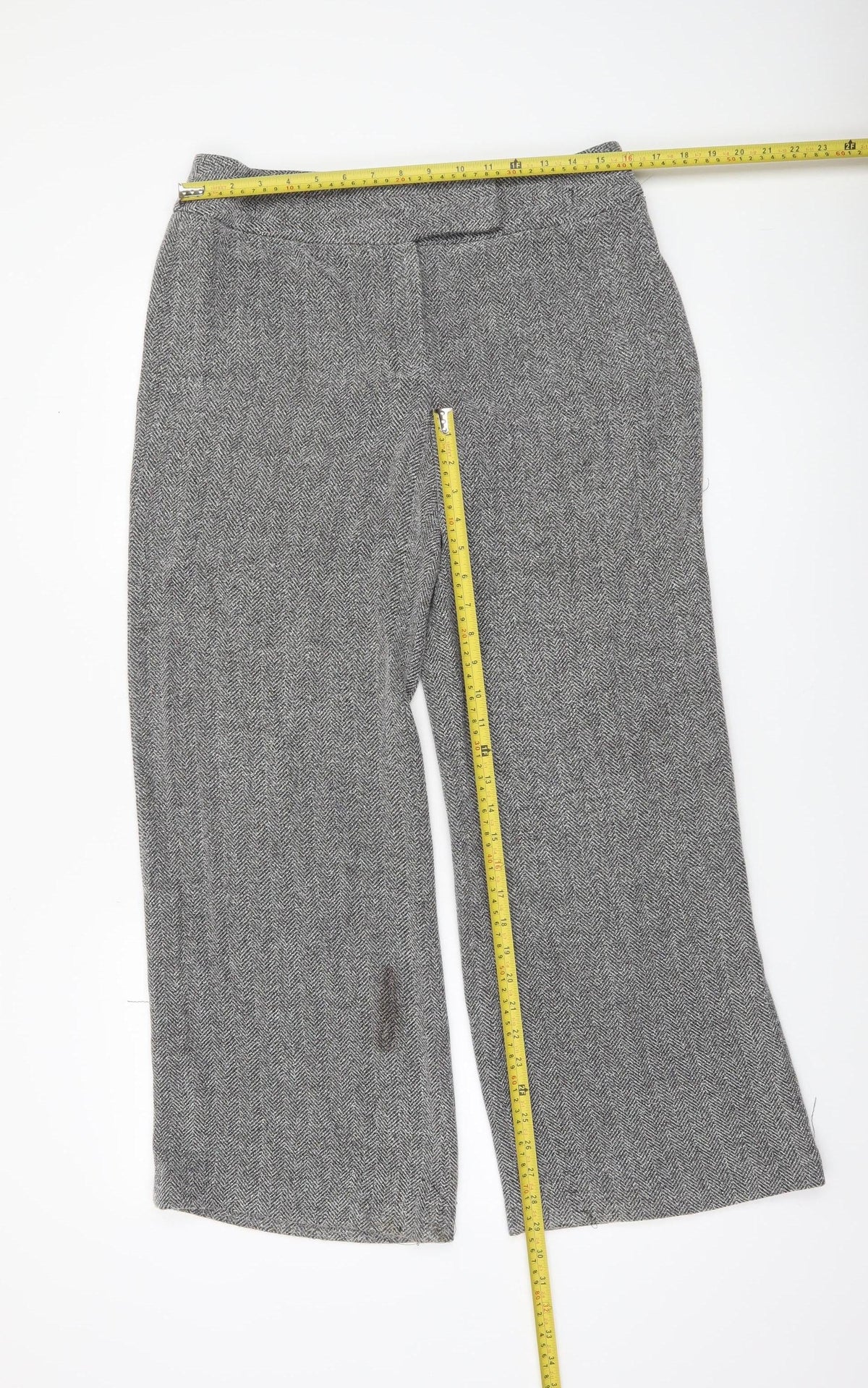 Next Petite Grey Herringbone Straight Trousers UK 14