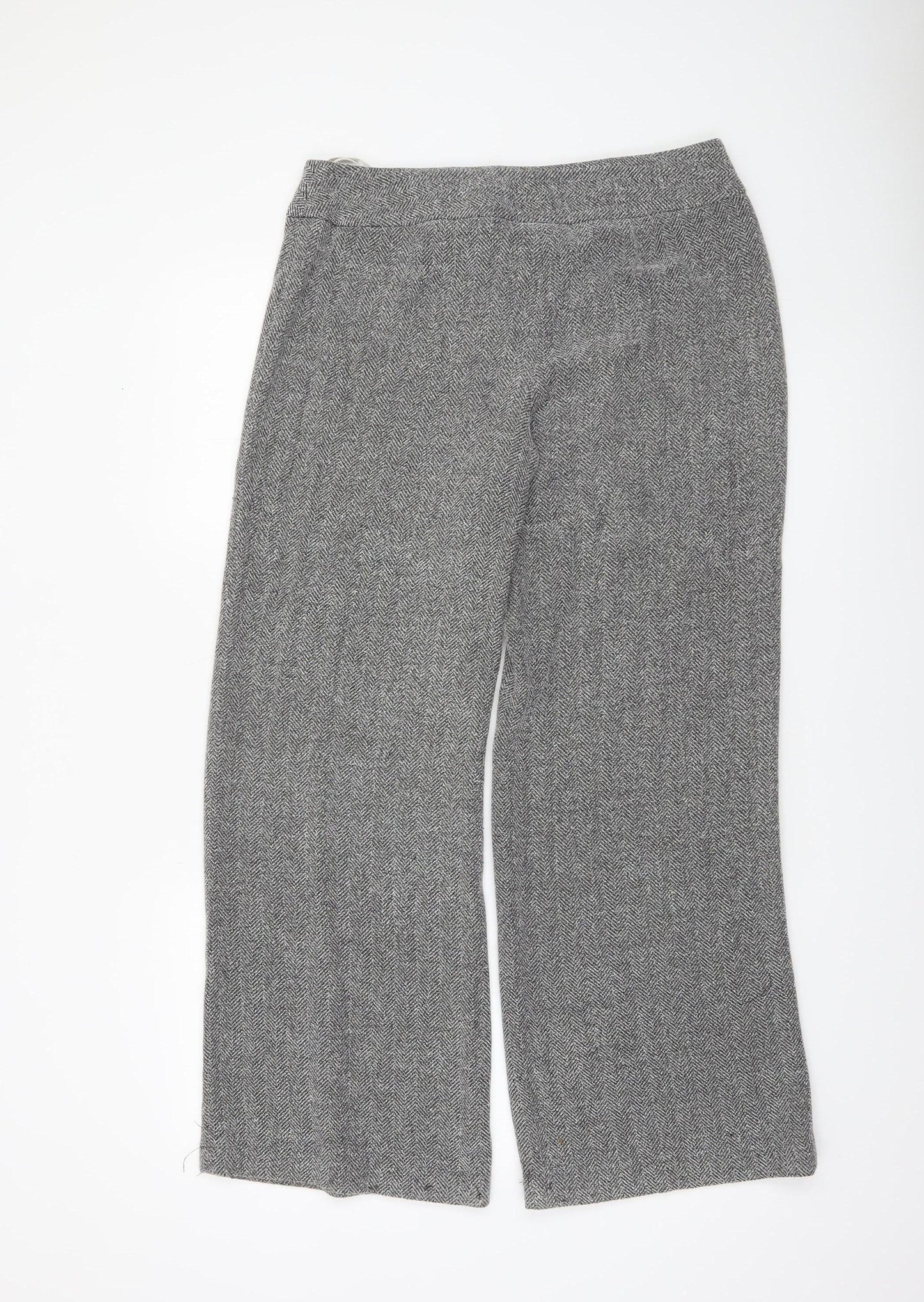 Next Petite Grey Herringbone Straight Trousers UK 14