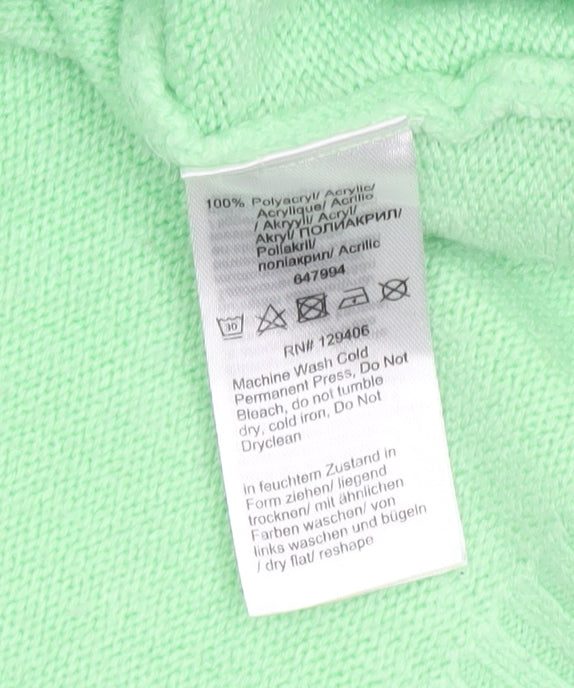 bpc Women's Green Acrylic Boat Neck Long Sleeve Pullover Jumper Size S