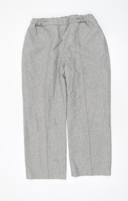 Cotswold Collections Women Grey Wool Blend Lined Straight Trousers Size 14