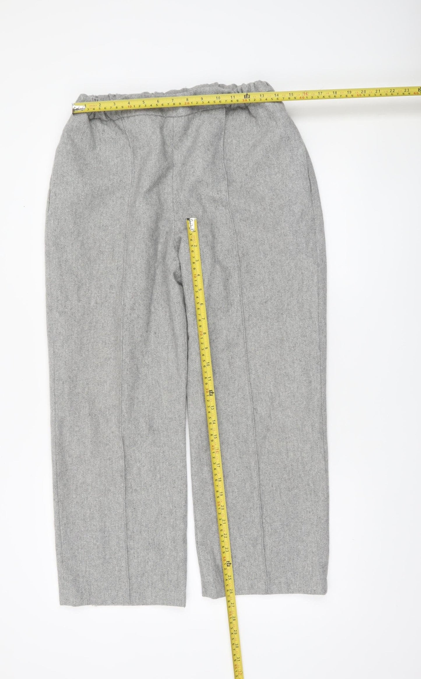 Cotswold Collections Women Grey Wool Blend Lined Straight Trousers Size 14