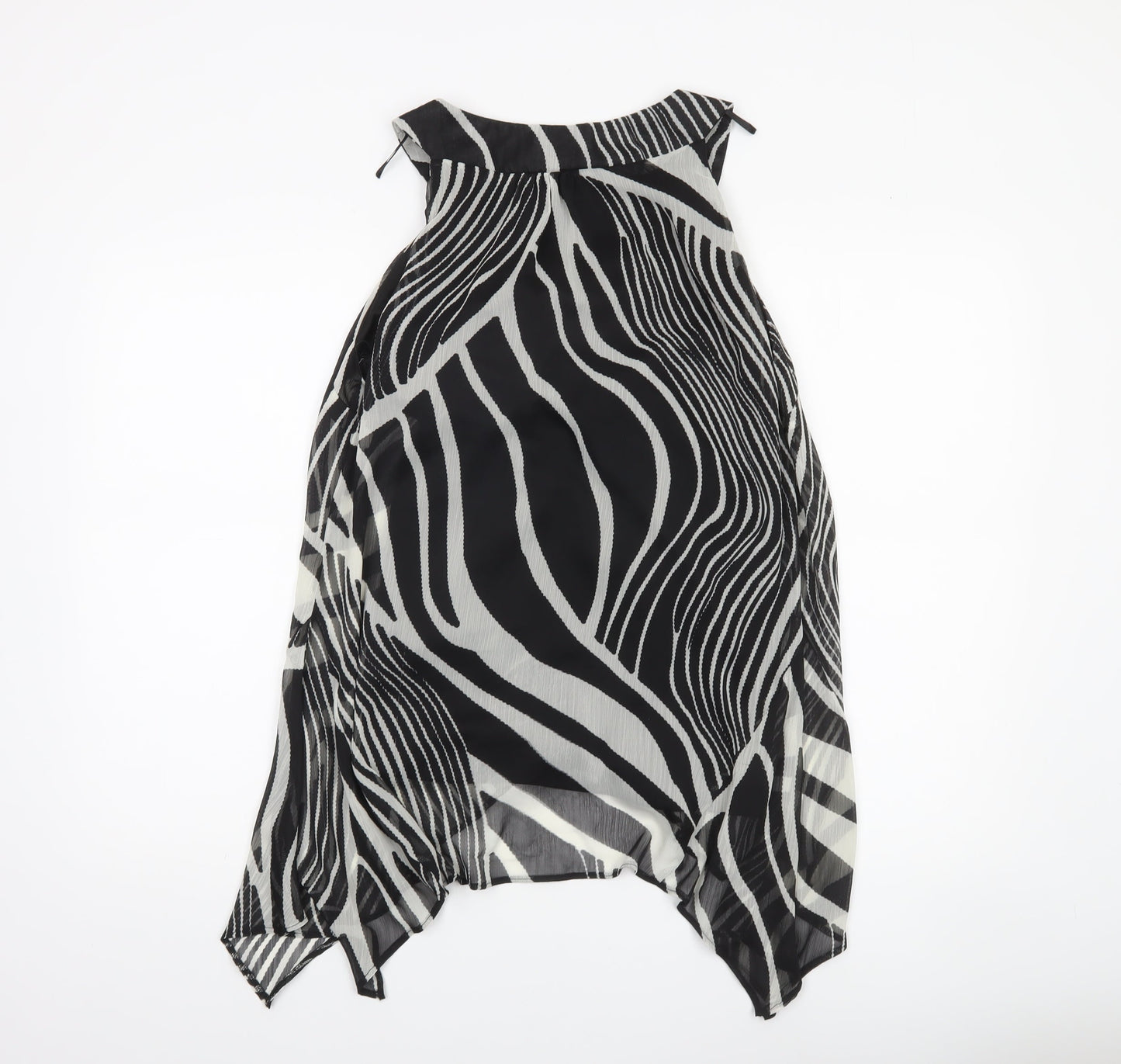 Wallis Womens Black Zebra Beaded Halter Neck Sleeveless Tunic Blouse Size M