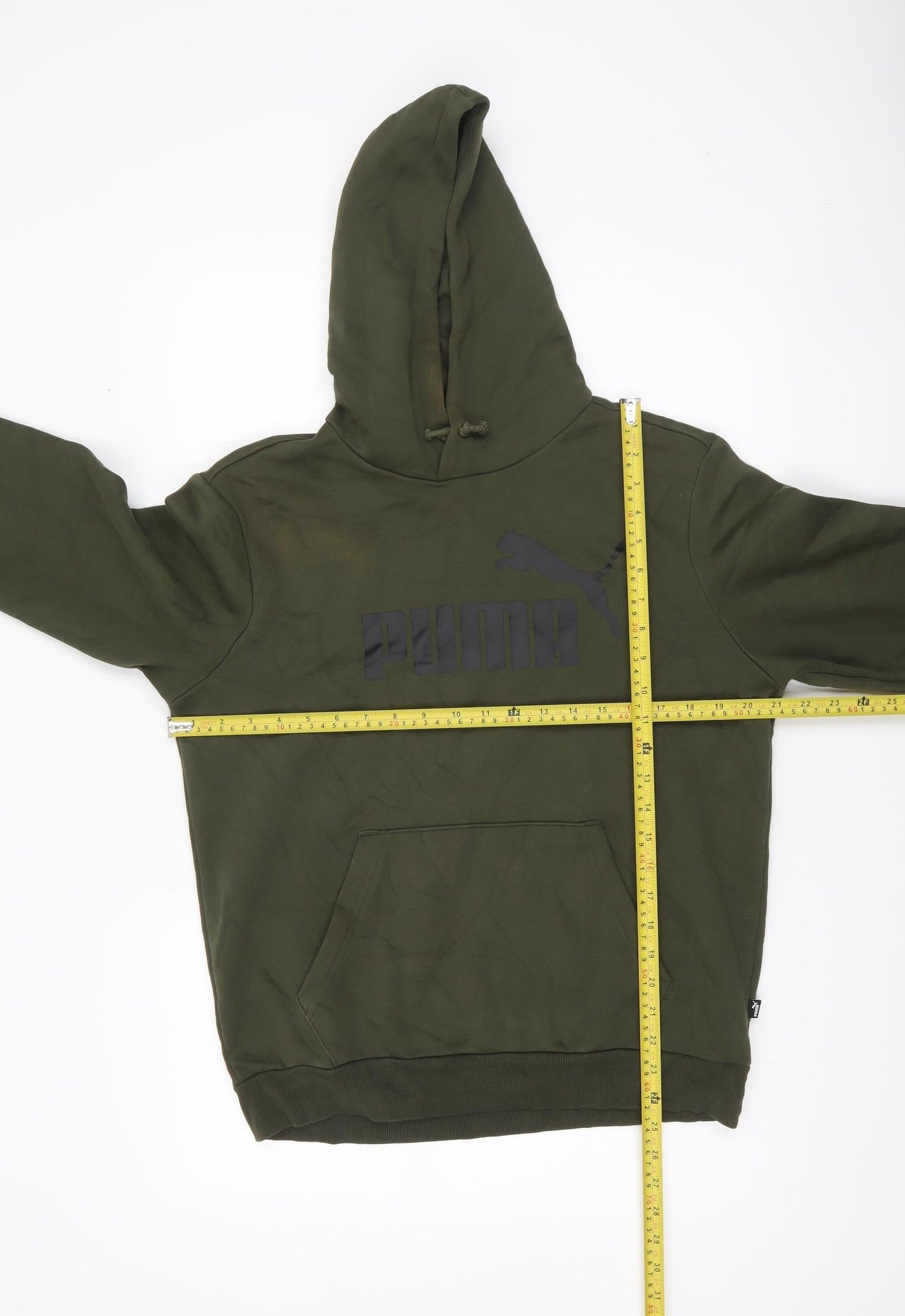 Puma Men's Green Pullover Hoodie Size S Logo Fleece Sweatshirt