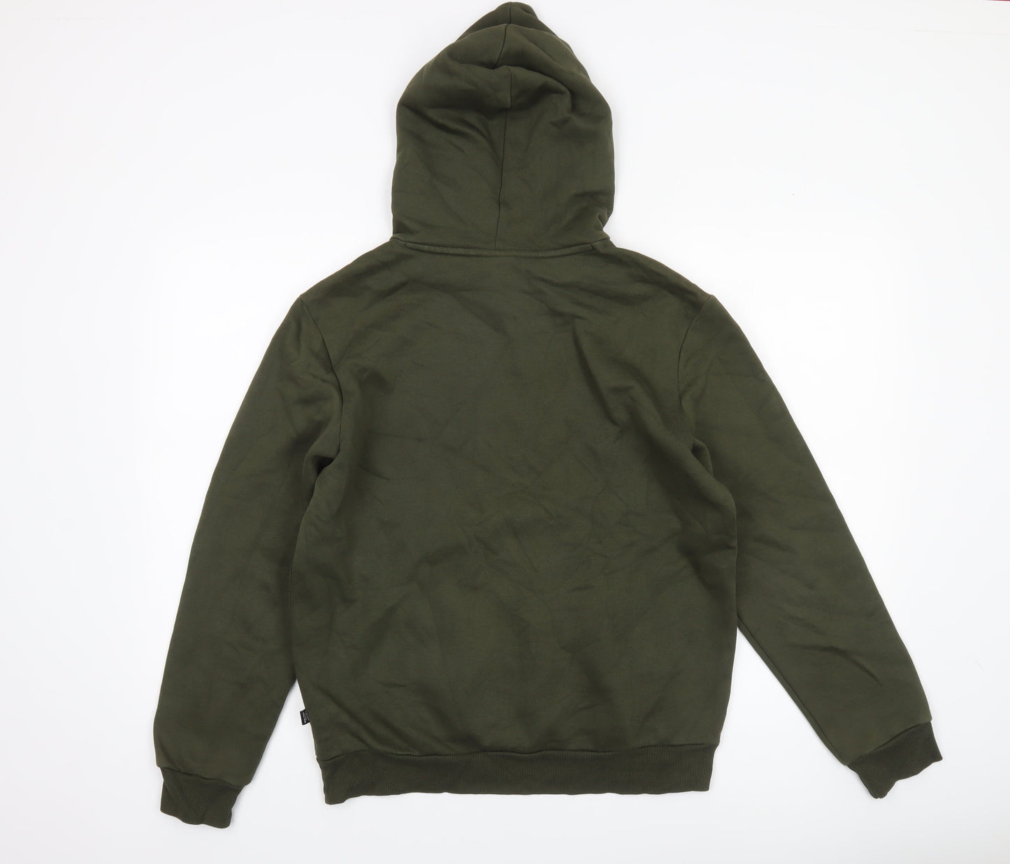 Puma Men's Green Pullover Hoodie Size S Logo Fleece Sweatshirt