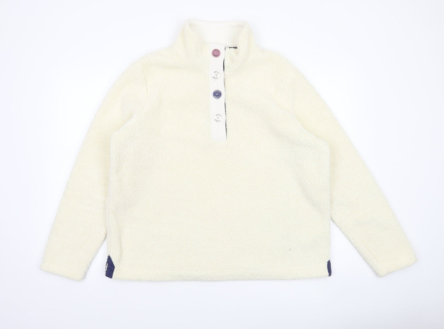 Arctic Storm Women Ivory Fleece Henley Sweatshirt L Warm Pullover