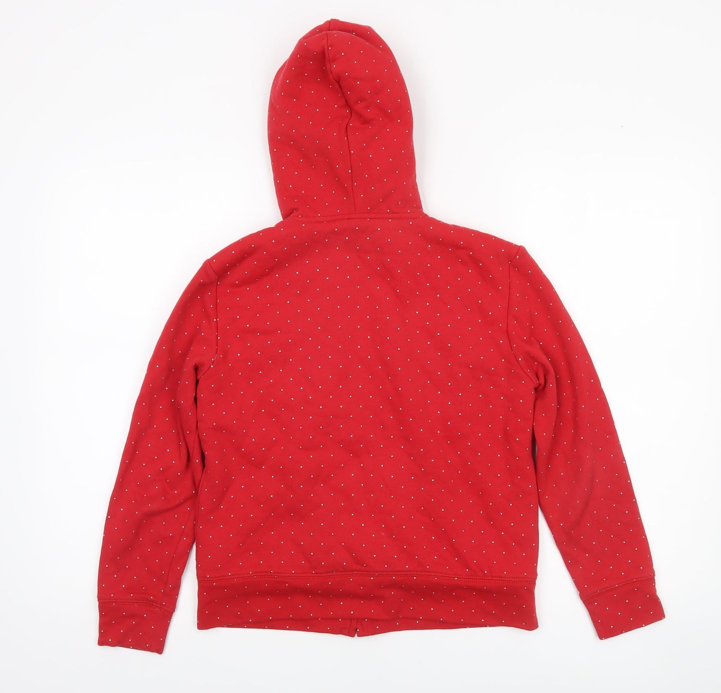 GAP Girls Red Glitter Polka Dot Full Zip Fleece Lined Hoodie XL 12-13 Years