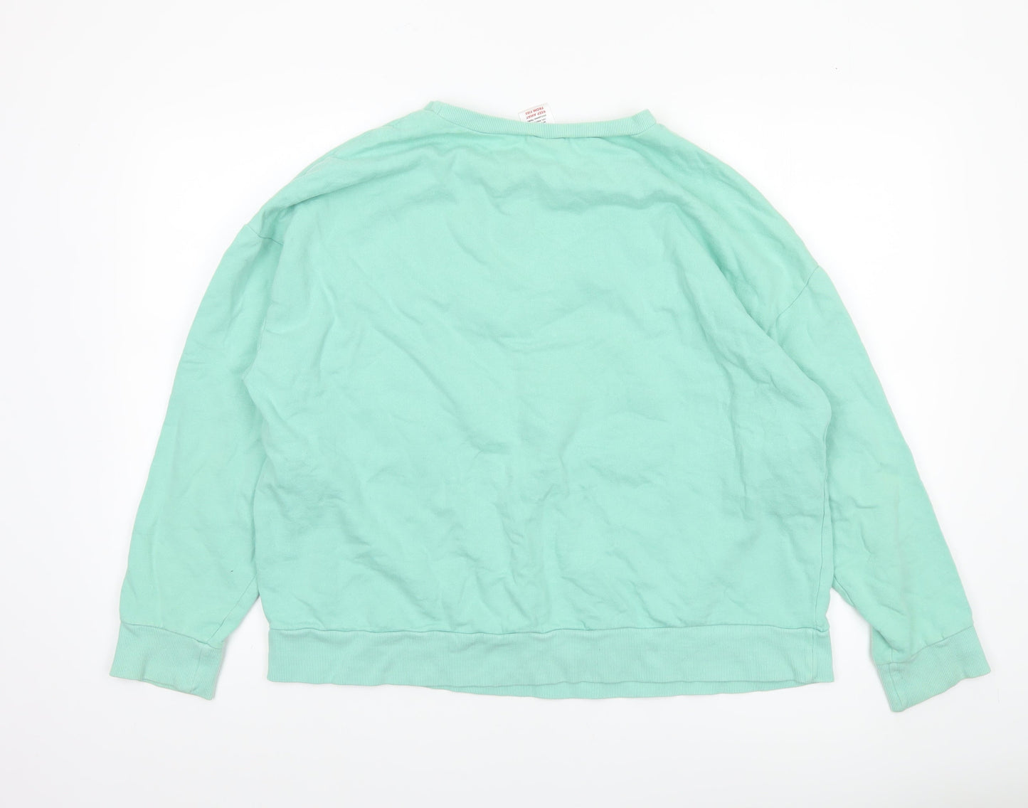 Disney Women Mint Green Minnie Mouse Leopard Print Sweatshirt Size 16-18