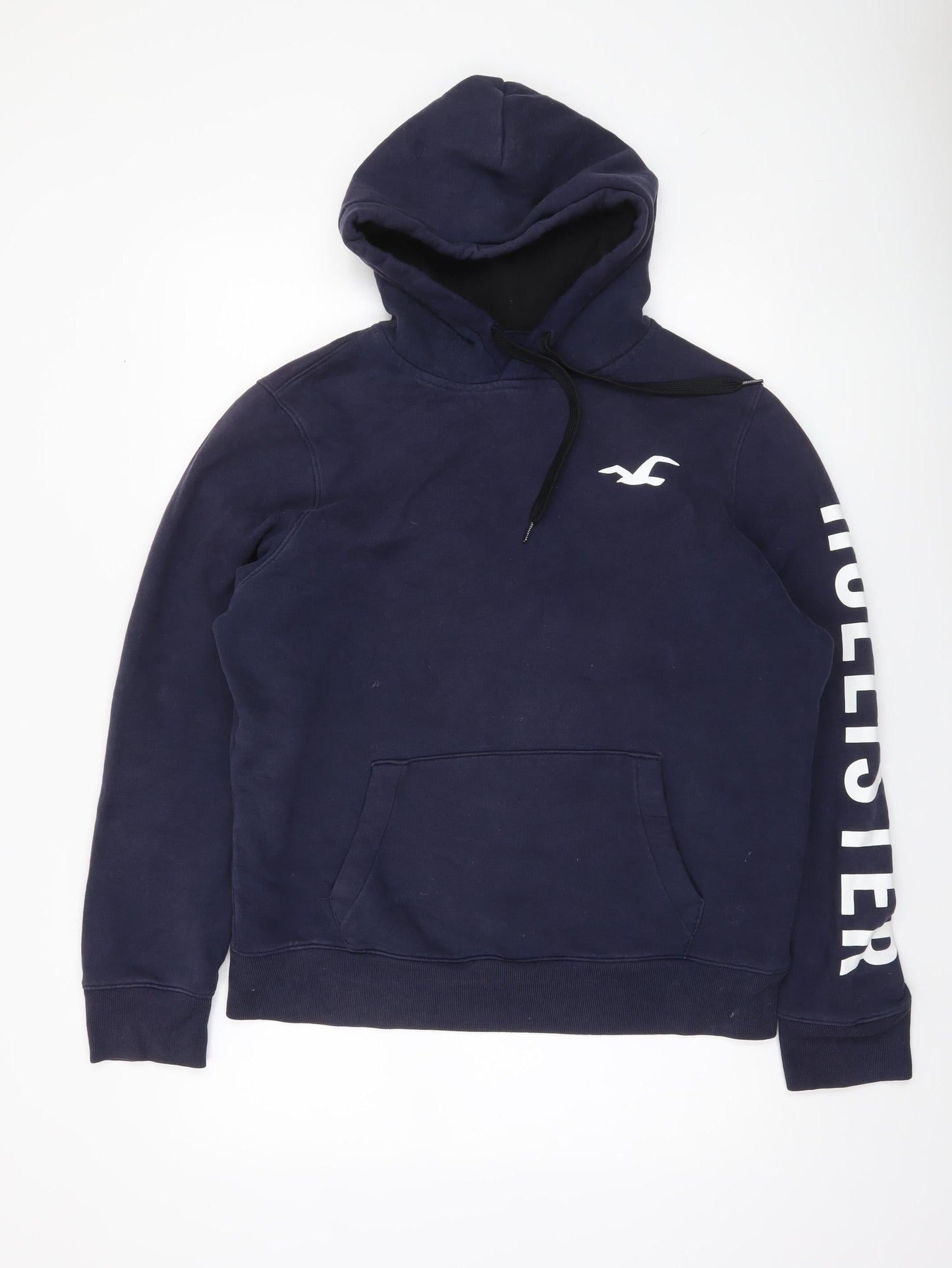 Hollister Men’s Blue Pullover Hoodie L Logo Fleece Sweatshirt
