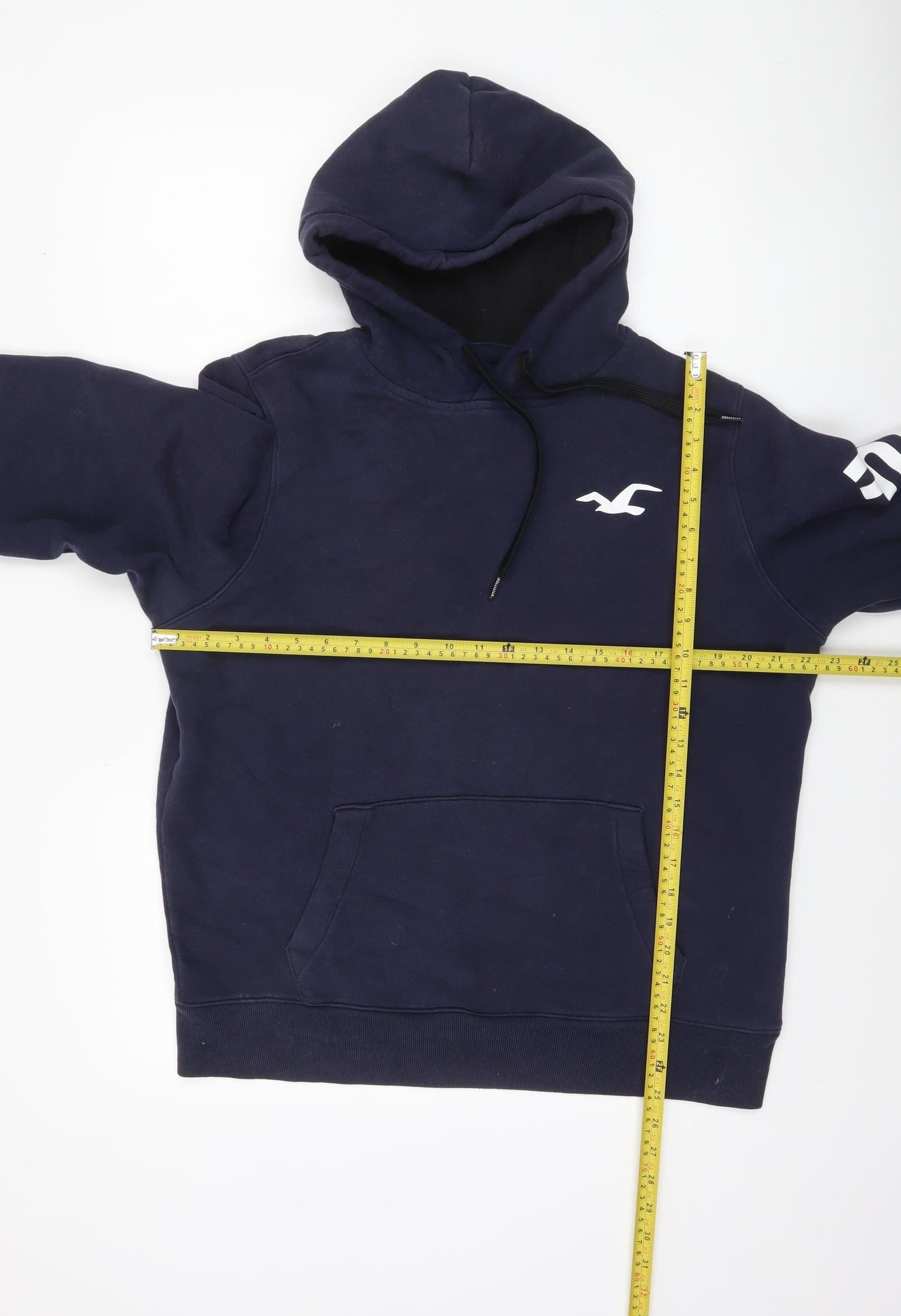 Hollister Men’s Blue Pullover Hoodie L Logo Fleece Sweatshirt