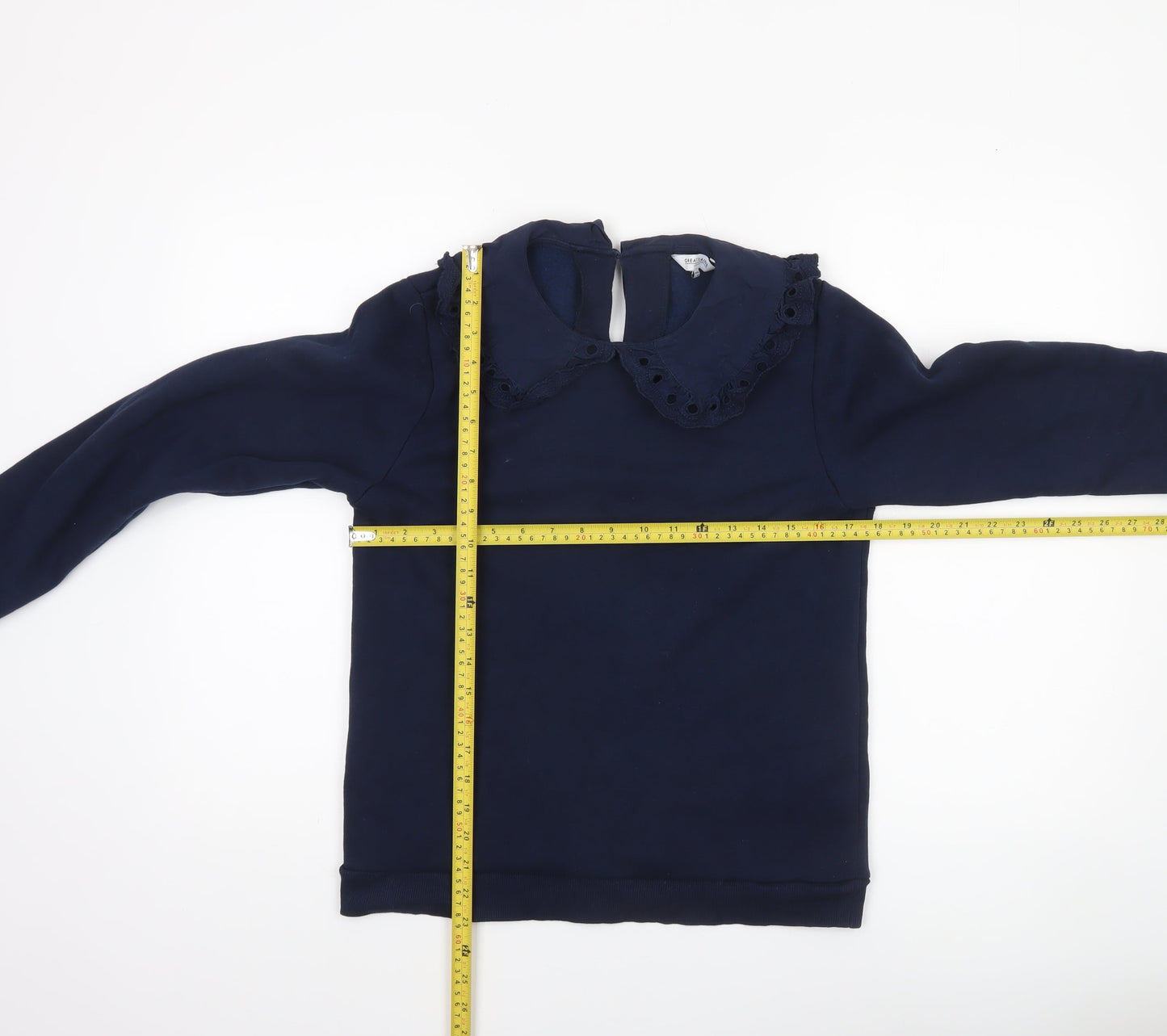 Great Plains Womens Navy Blue Collared Pullover Sweatshirt Size 8 XS