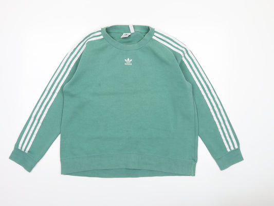 Adidas Womens Green Crew Neck Long Sleeve Pullover Sweatshirt UK 8