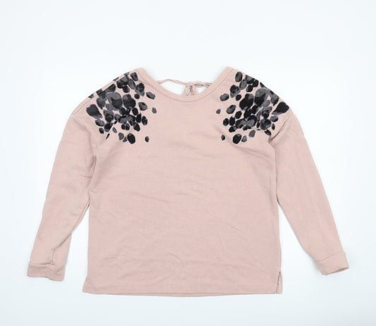 Next Women Pink Leopard Print Long Sleeve Pullover Sweatshirt UK 12