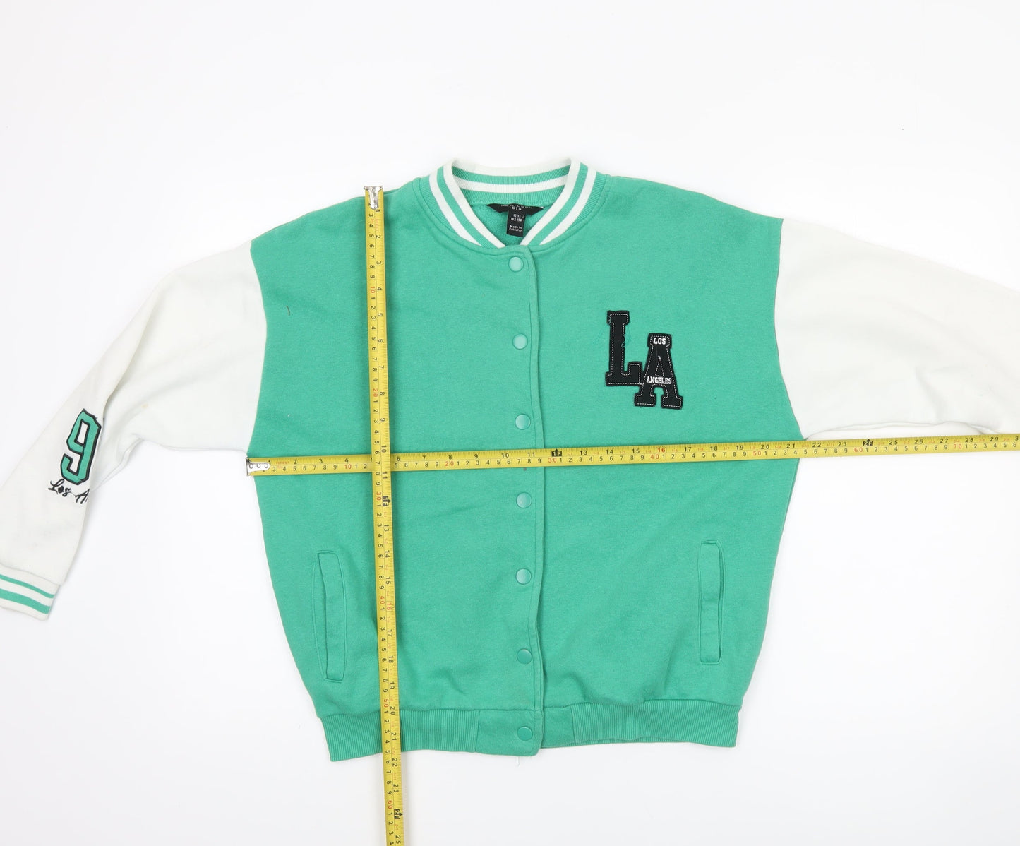New Look Boys Green Varsity Jacket 12-13 Years Cotton Blend
