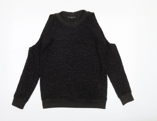 Next Womens Black Cold Shoulder Pullover Sweatshirt Size 8