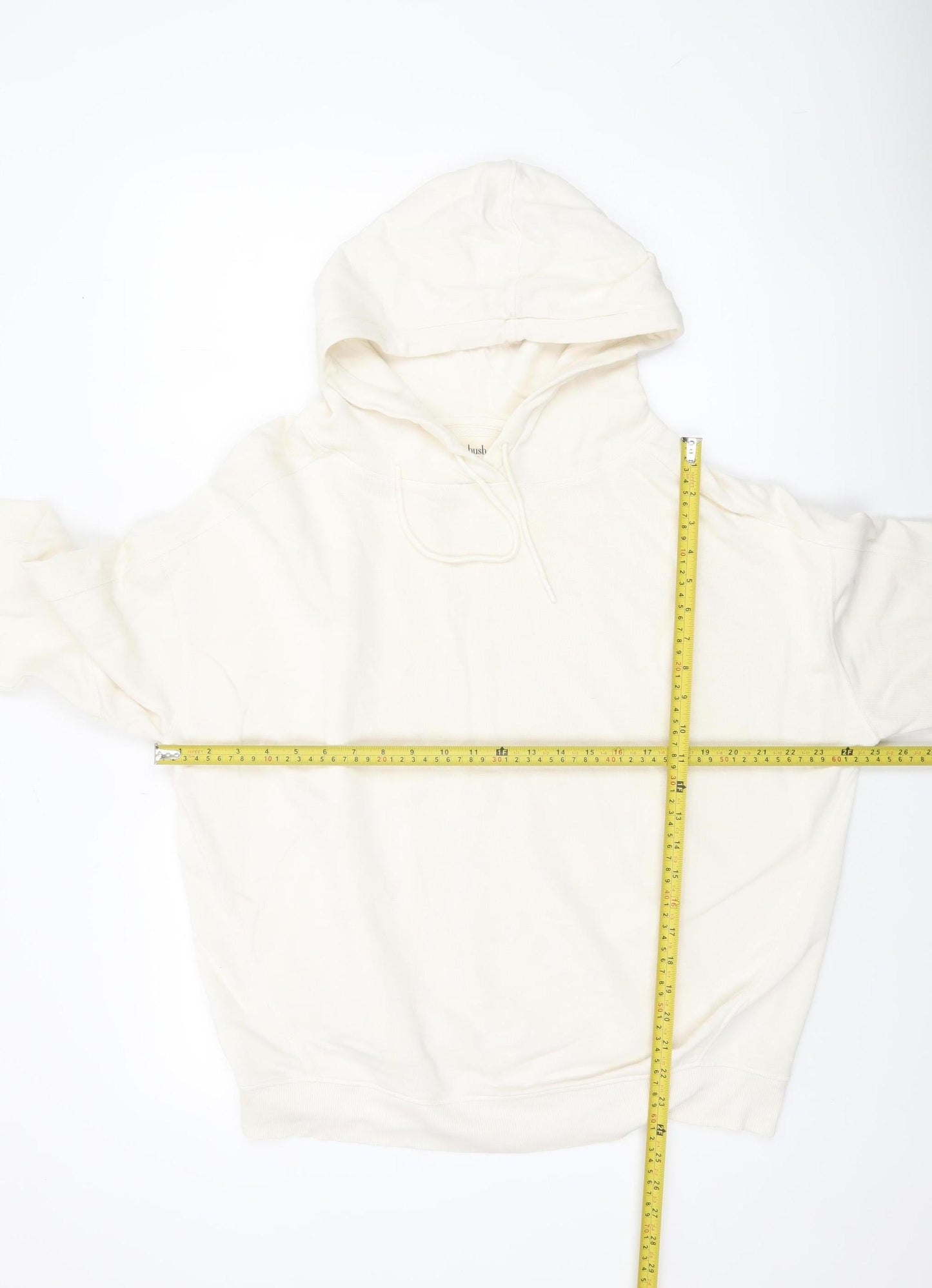 Hush Unisex Ivory Pullover Hoodie M Organic Cotton Lightweight