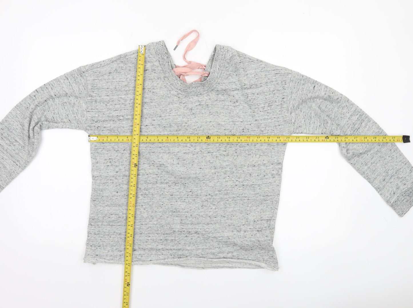 Tally Weijl Womens Grey Lace Up Pullover Sweatshirt Size M