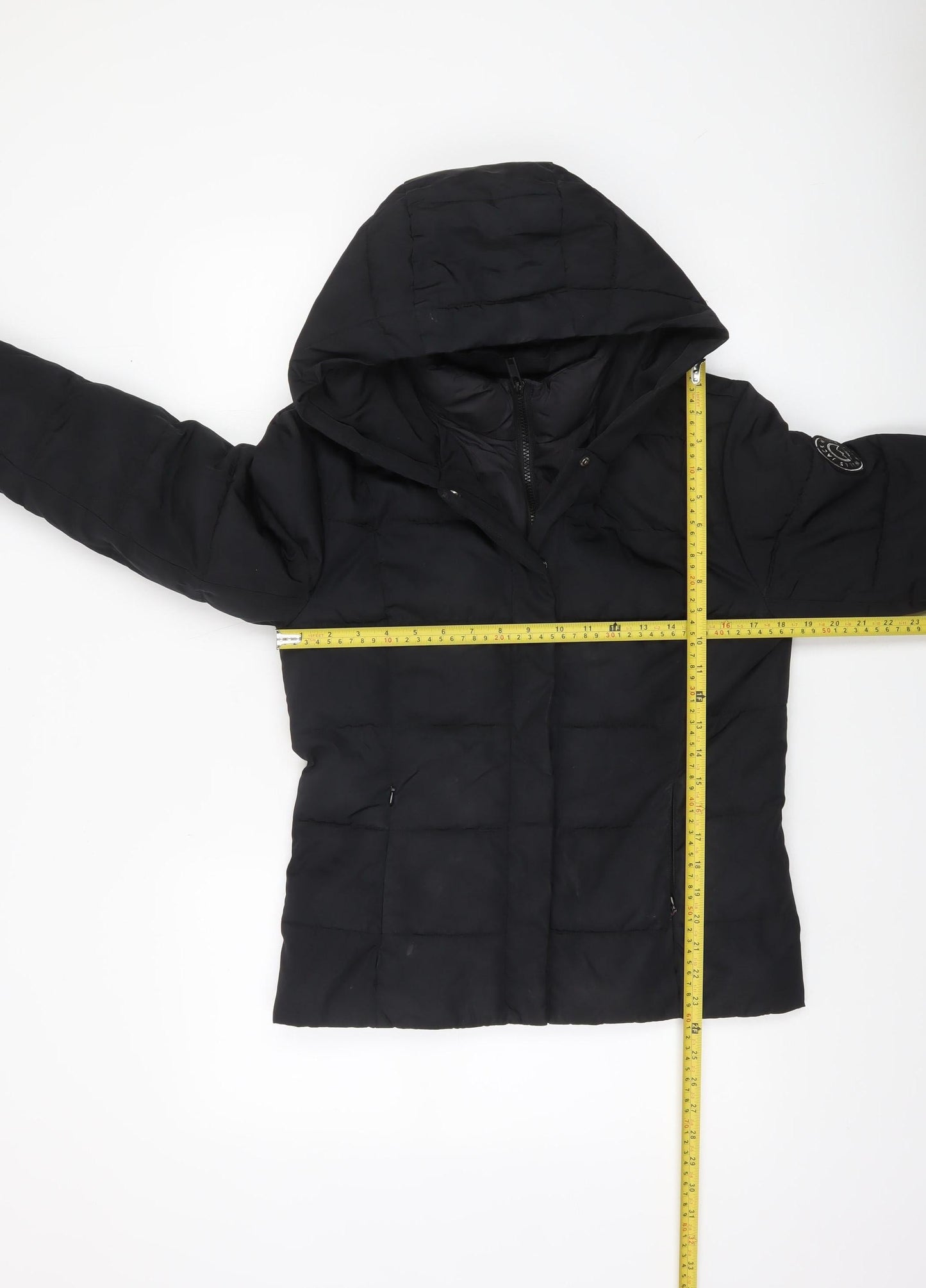Jack Wills Womens Black Hooded Puffer Jacket UK 8 Winter Coat
