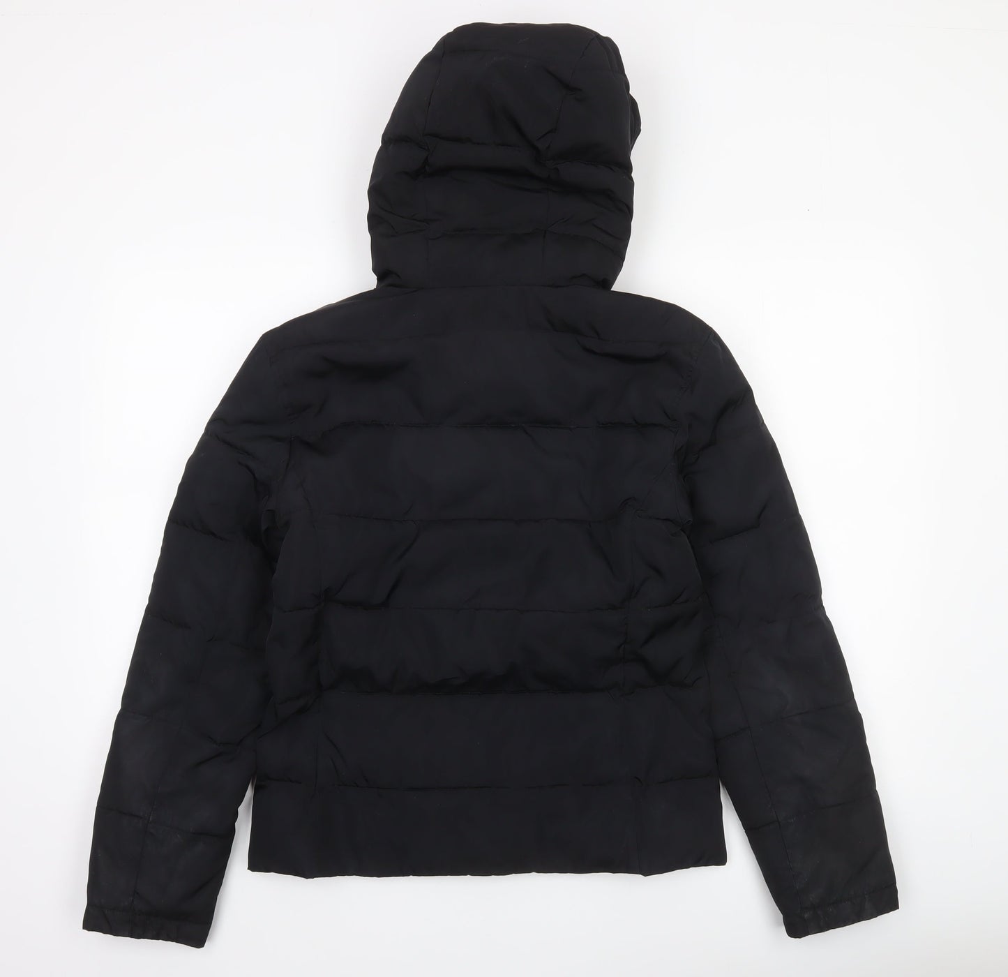Jack Wills Womens Black Hooded Puffer Jacket UK 8 Winter Coat