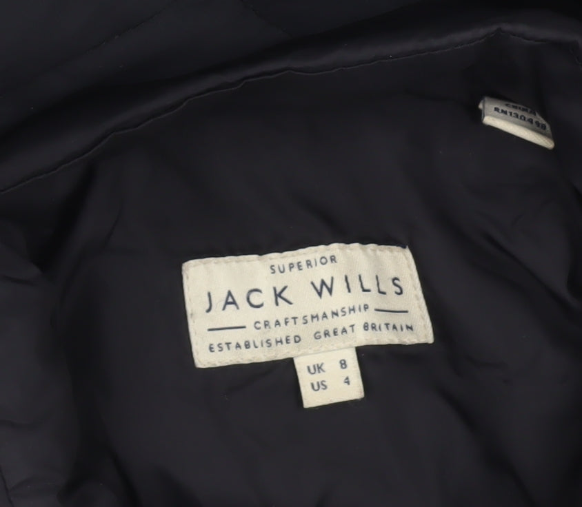 Jack Wills Womens Black Hooded Puffer Jacket UK 8 Winter Coat