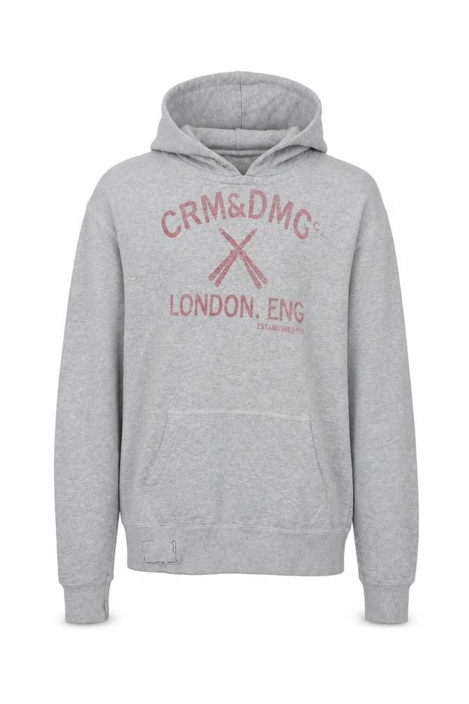 Criminal Damage Men's Grey Pullover Hoodie Large Logo Print Fleece