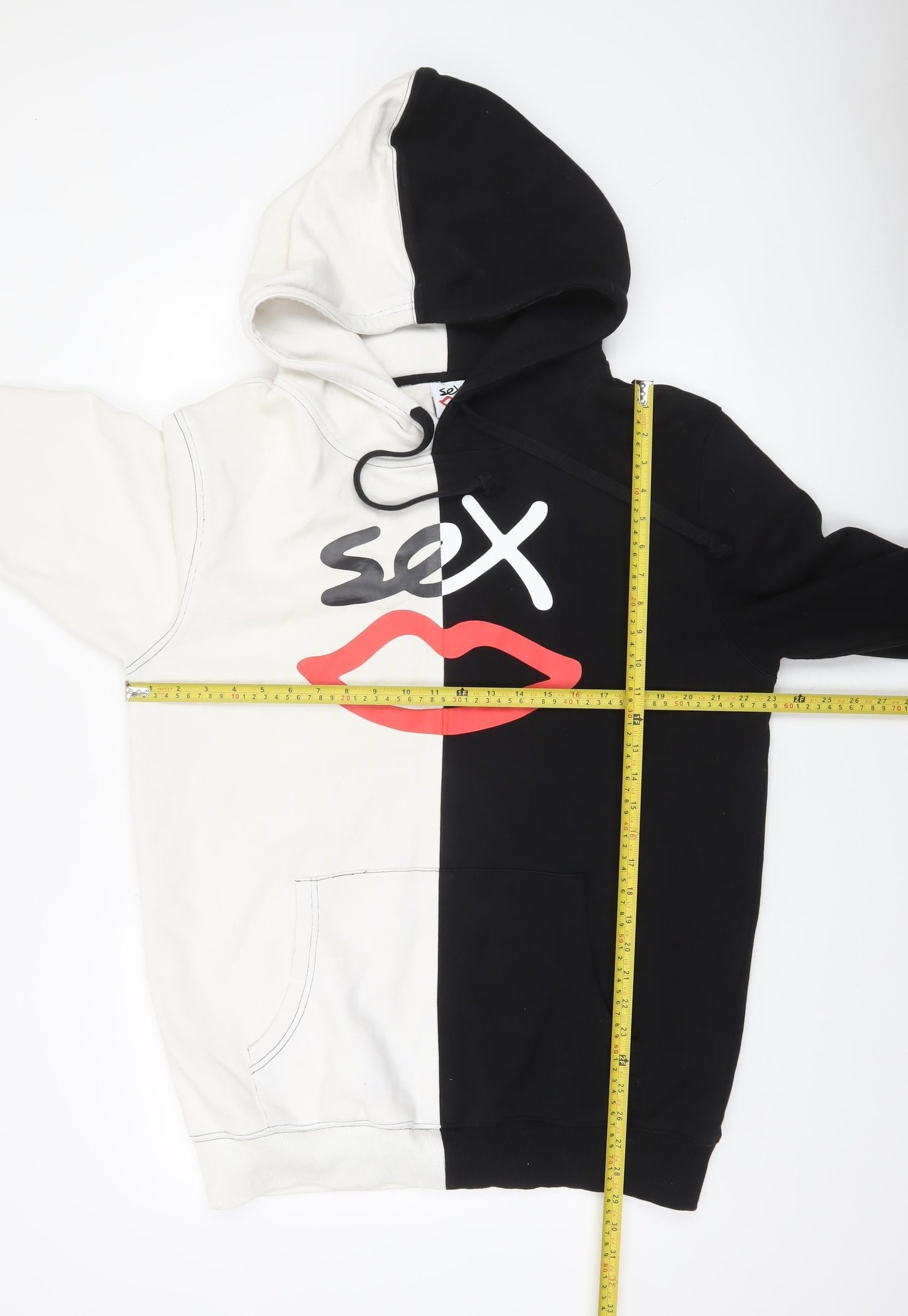 Sex Lips Men's Black & White XL Pullover Graphic Hoodie