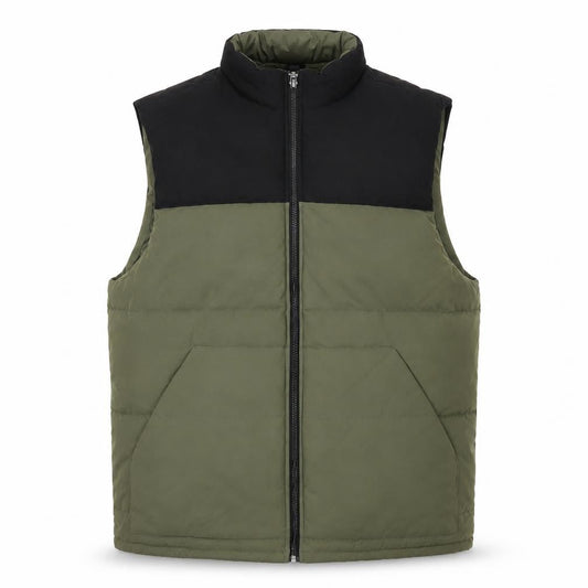 H&M Divided Men's Green Puffer Waistcoat L Regular Full Zip Casual