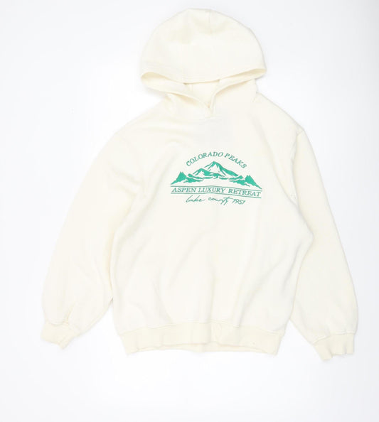 Threadbare Women’s Ivory Pullover Hoodie XS Cotton Blend Aspen Print