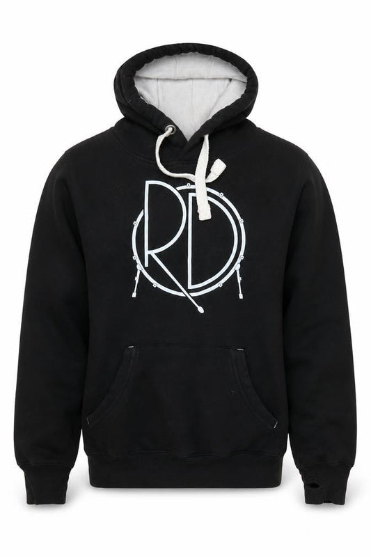 Rhythm Dynamics Men’s Black Pullover Hoodie S Music Logo Fleece