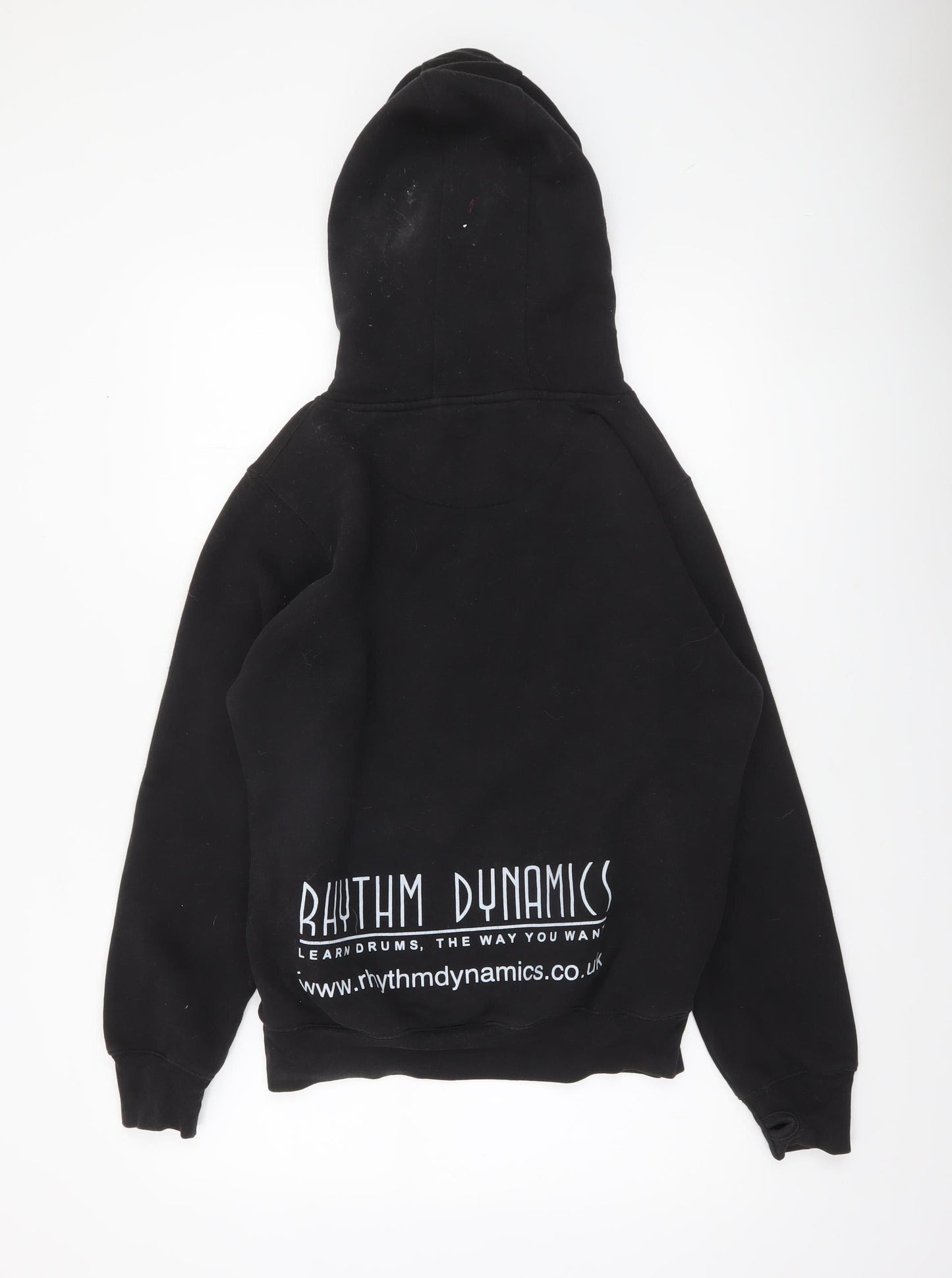 Rhythm Dynamics Men’s Black Pullover Hoodie S Music Logo Fleece