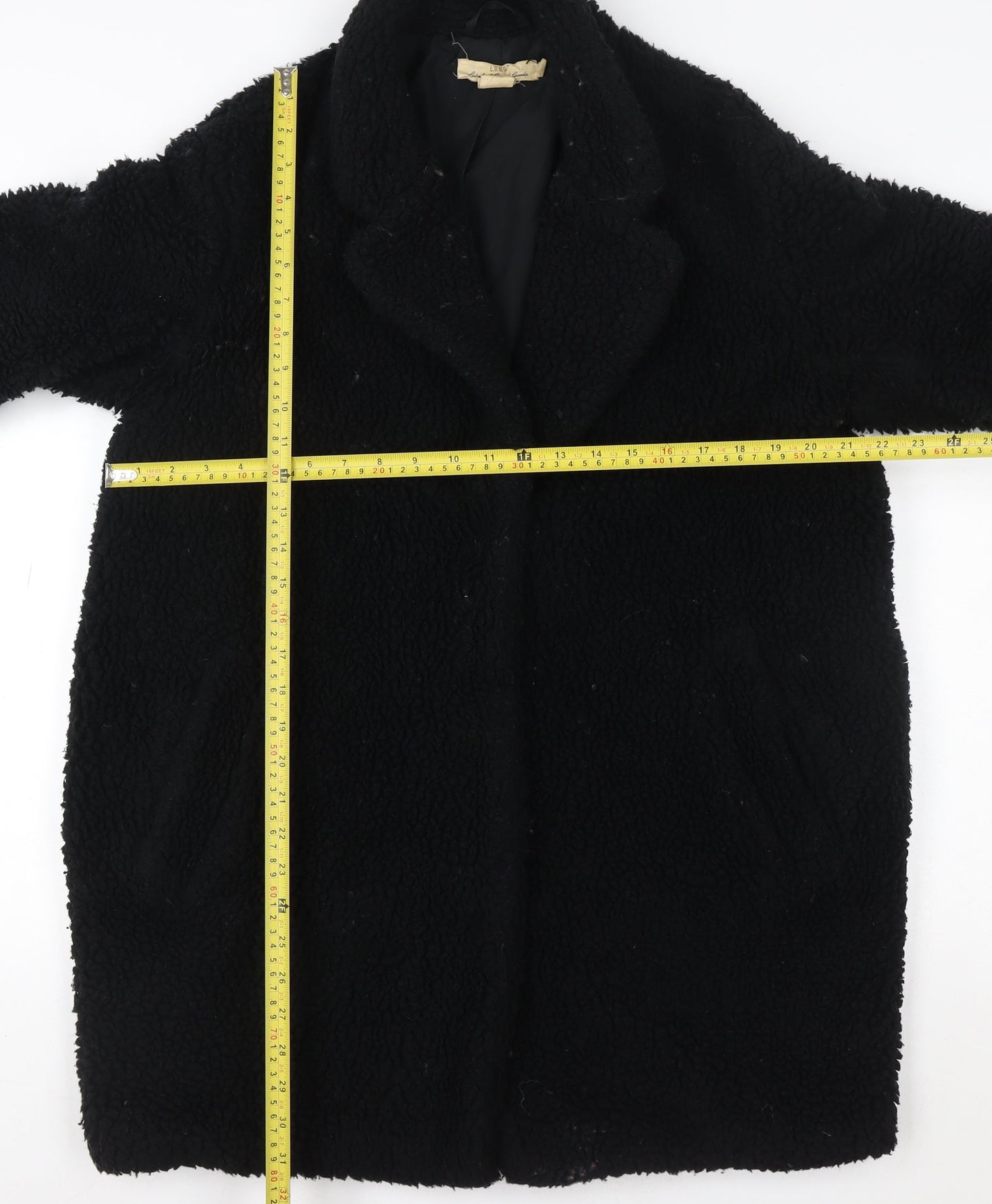 L.O.G.G. Womens Black Teddy Fleece Coat Size 10 Relaxed Fit Overcoat