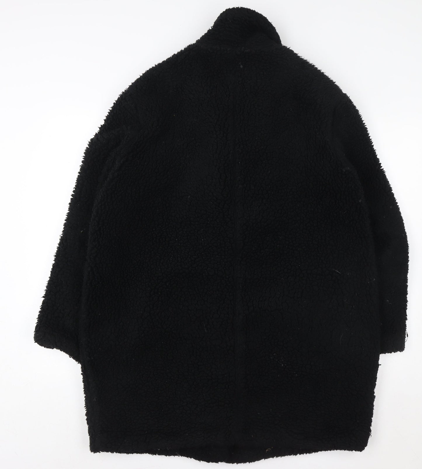 L.O.G.G. Womens Black Teddy Fleece Coat Size 10 Relaxed Fit Overcoat