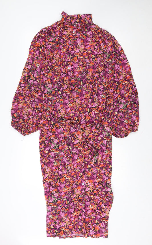 Frnch Paris Women’s Multicoloured Midi Shirt Dress M Viscose Floral