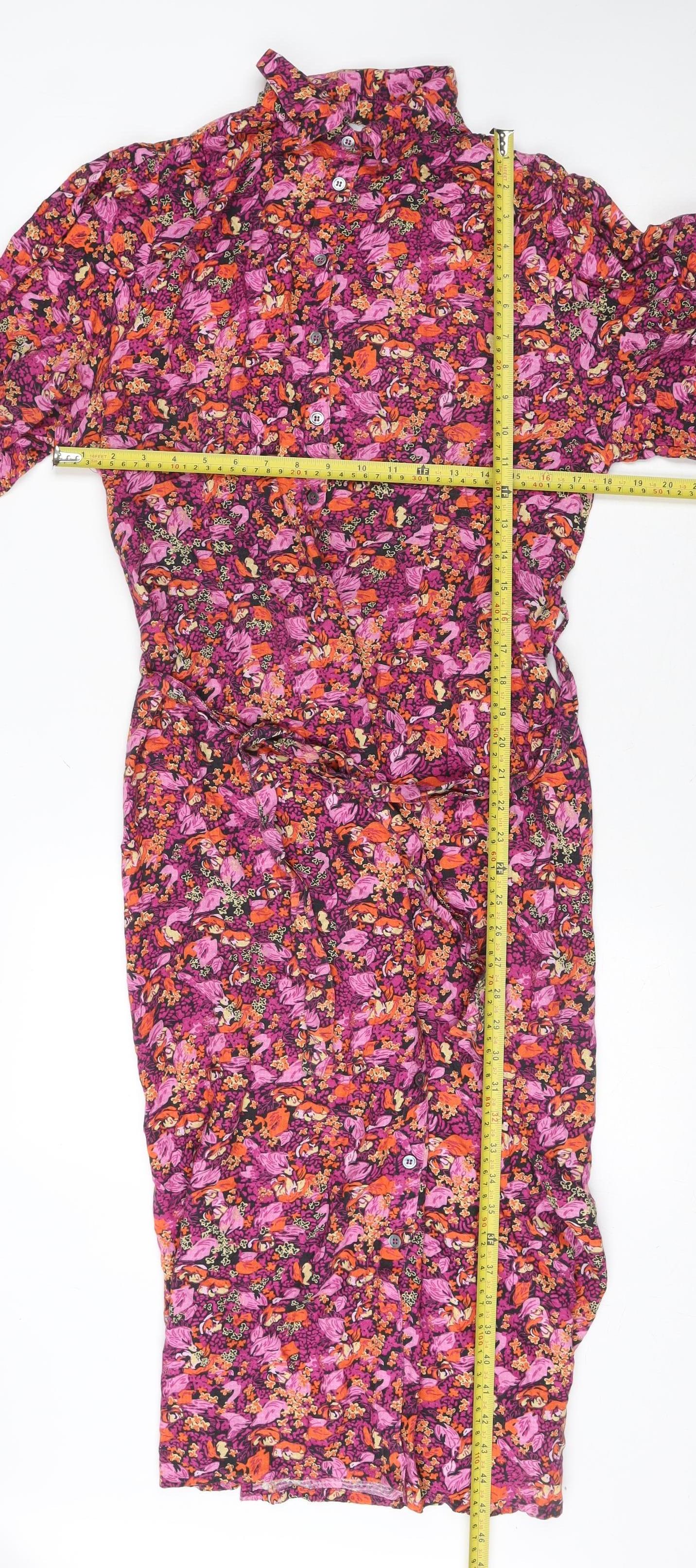 Frnch Paris Women’s Multicoloured Midi Shirt Dress M Viscose Floral