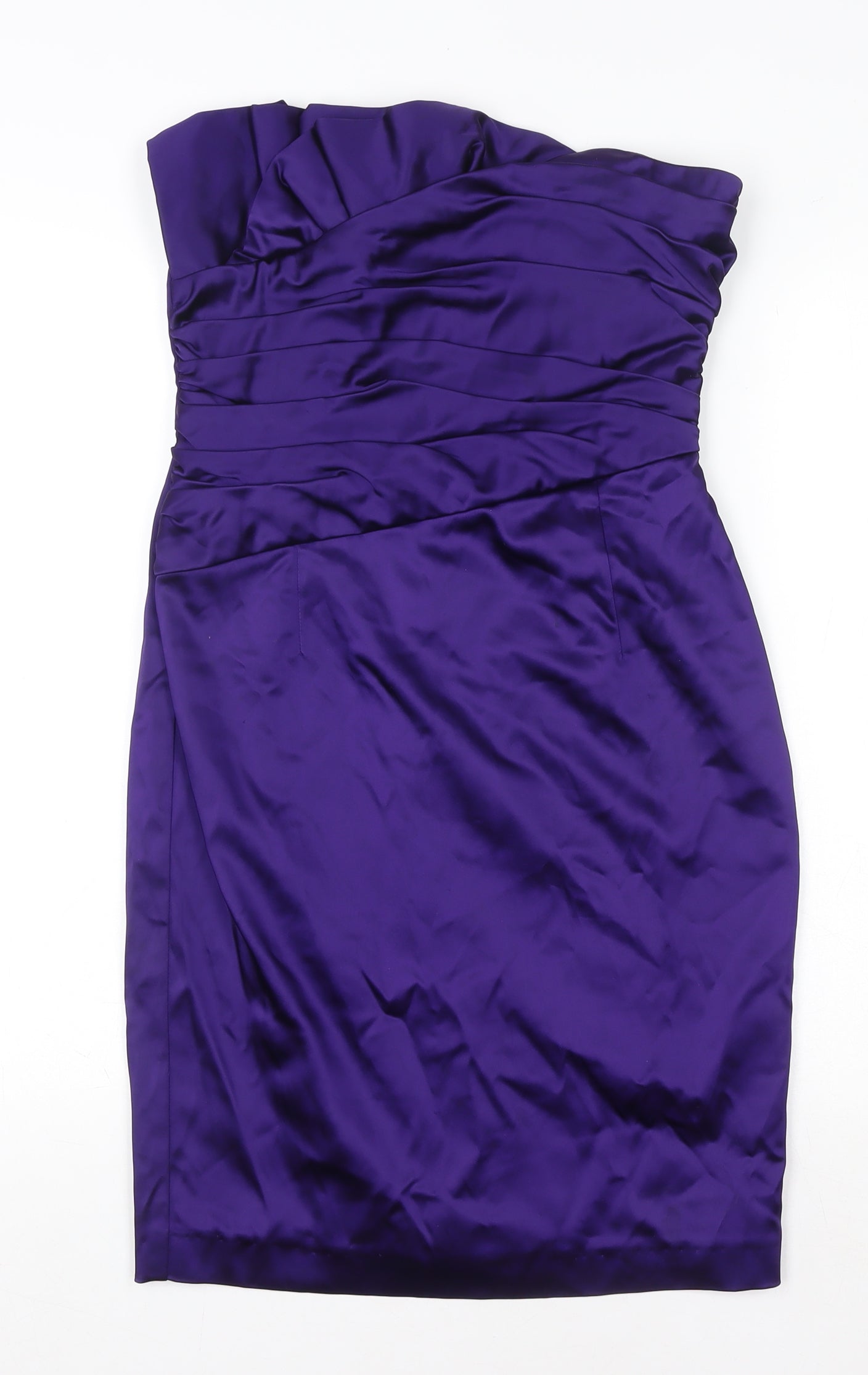 Oasis Women’s Purple Satin Strapless Sheath Dress Size 10