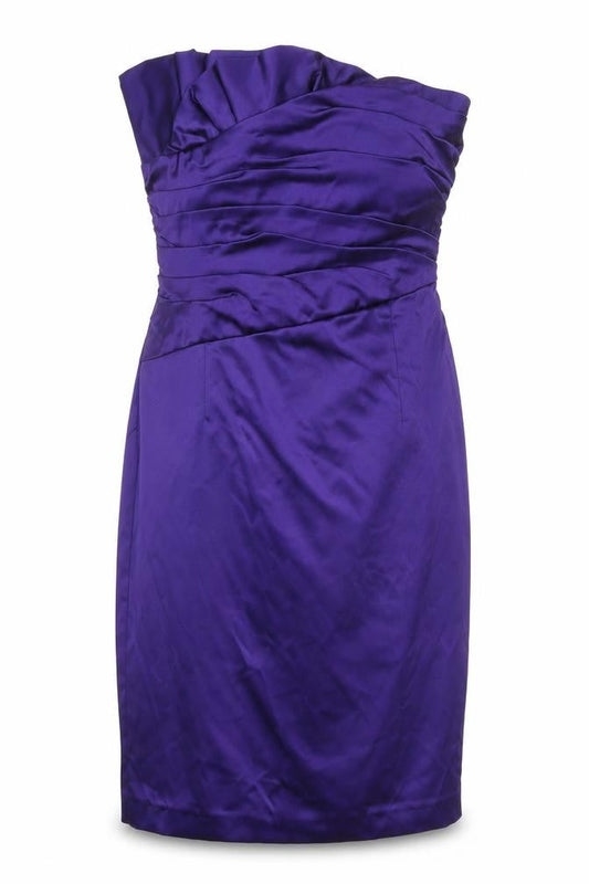 Oasis Women’s Purple Satin Strapless Sheath Dress Size 10