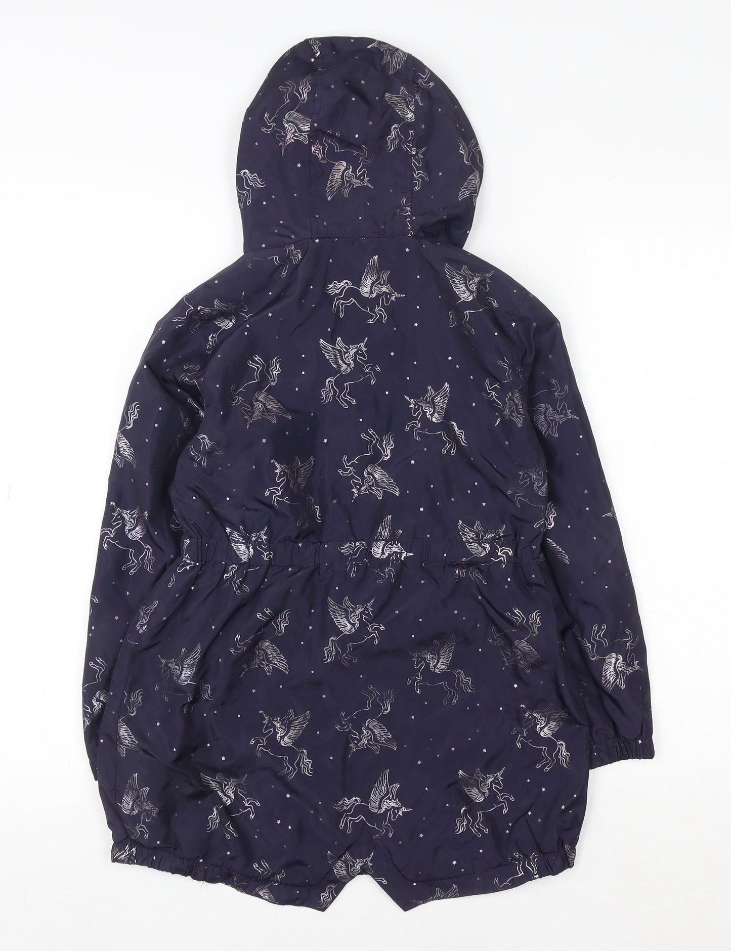 Matalan Girls Navy Unicorn Hooded Rain Coat 9 Years Water Resistant