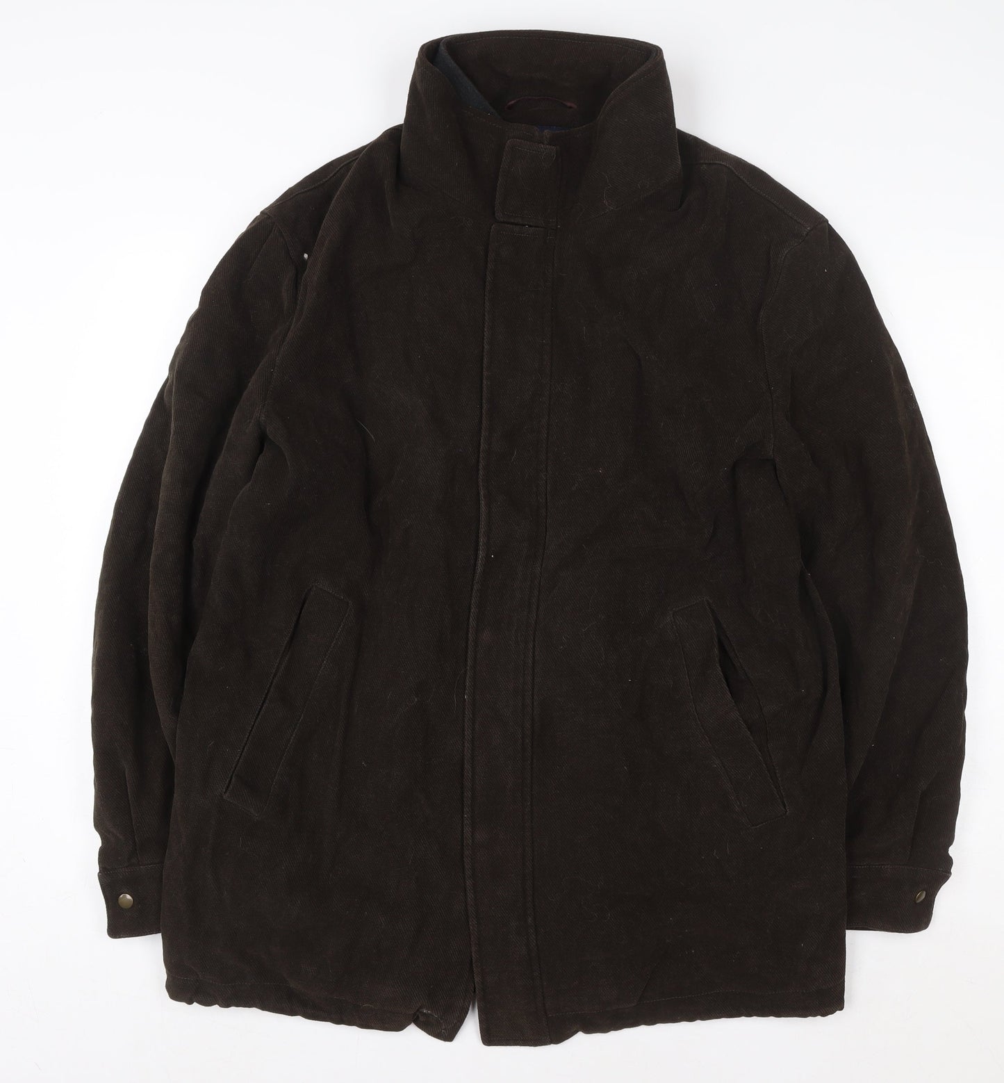 Racing Green Men's Brown Cotton Overcoat L Regular Fit
