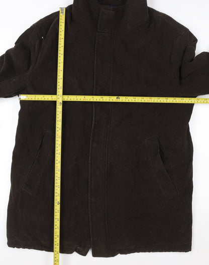 Racing Green Men's Brown Cotton Overcoat L Regular Fit