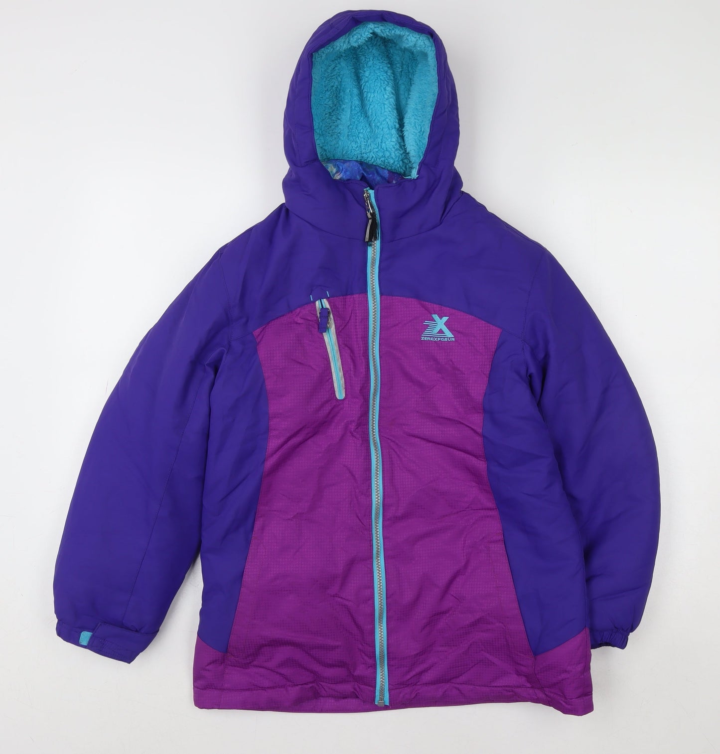 ZeroXposur Girls Purple Hooded Puffer Jacket Size 10-12 Years Winter Coat