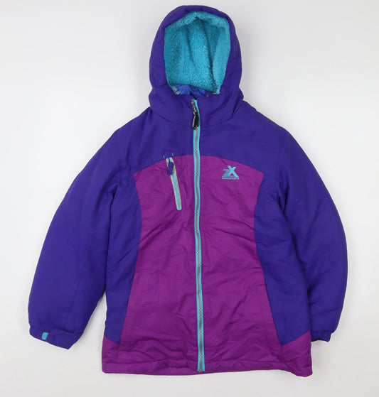 ZeroXposur Girls Purple Hooded Puffer Jacket Size 10-12 Years Winter Coat