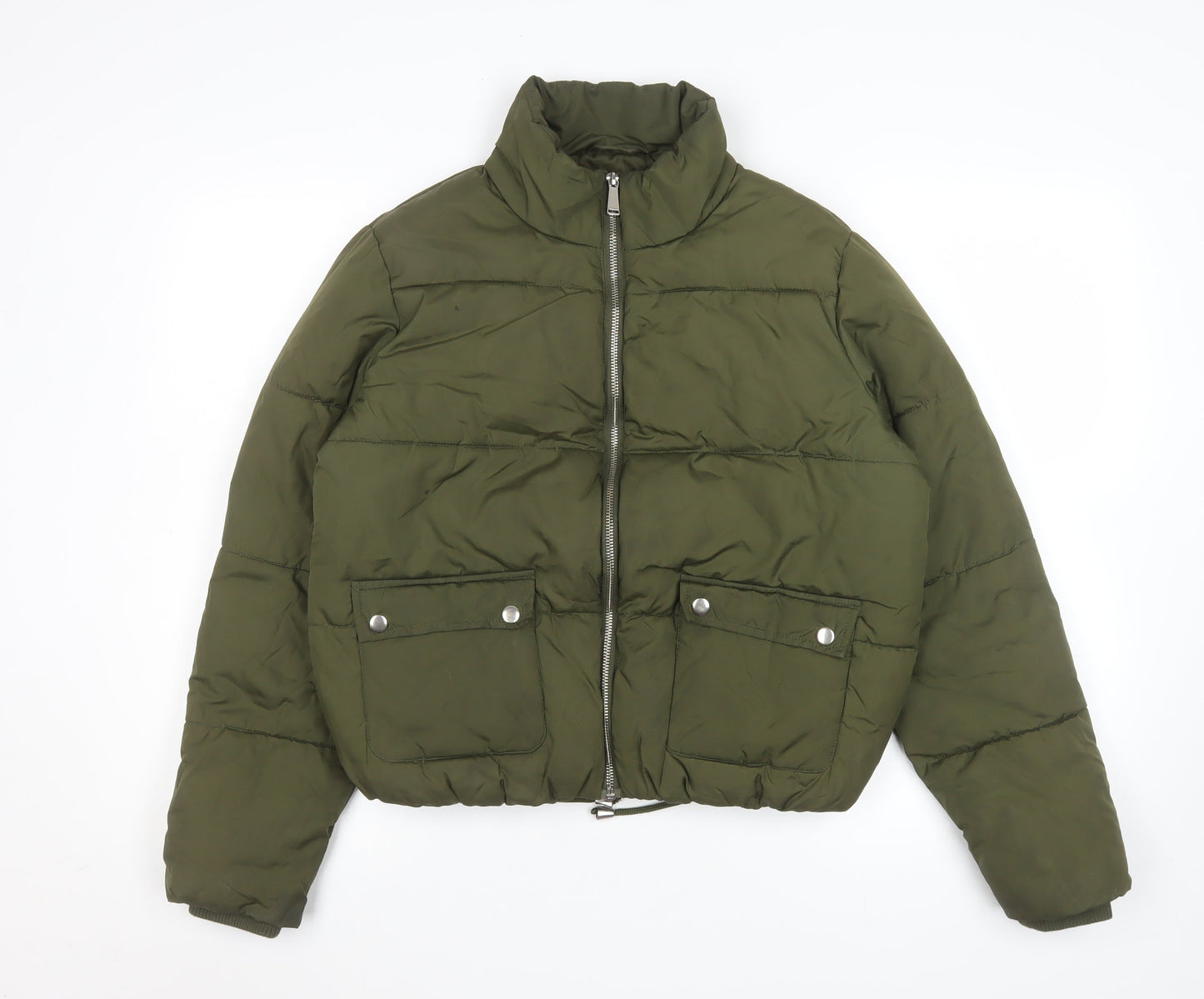 Matalan Girls Green Puffer Jacket 14 Years Full Zip Winter Coat