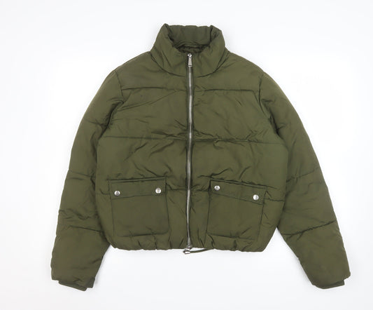 Matalan Girls Green Puffer Jacket 14 Years Full Zip Winter Coat