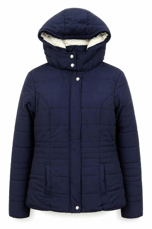 Jacqueline de Yong Women's Blue Size 10 Hooded Puffer Jacket