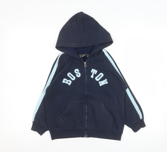 g:sixtyfour Boys Blue Hooded Zip Basic Jacket 5-6 Years Polyester Cotton