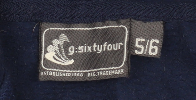 g:sixtyfour Boys Blue Hooded Zip Basic Jacket 5-6 Years Polyester Cotton