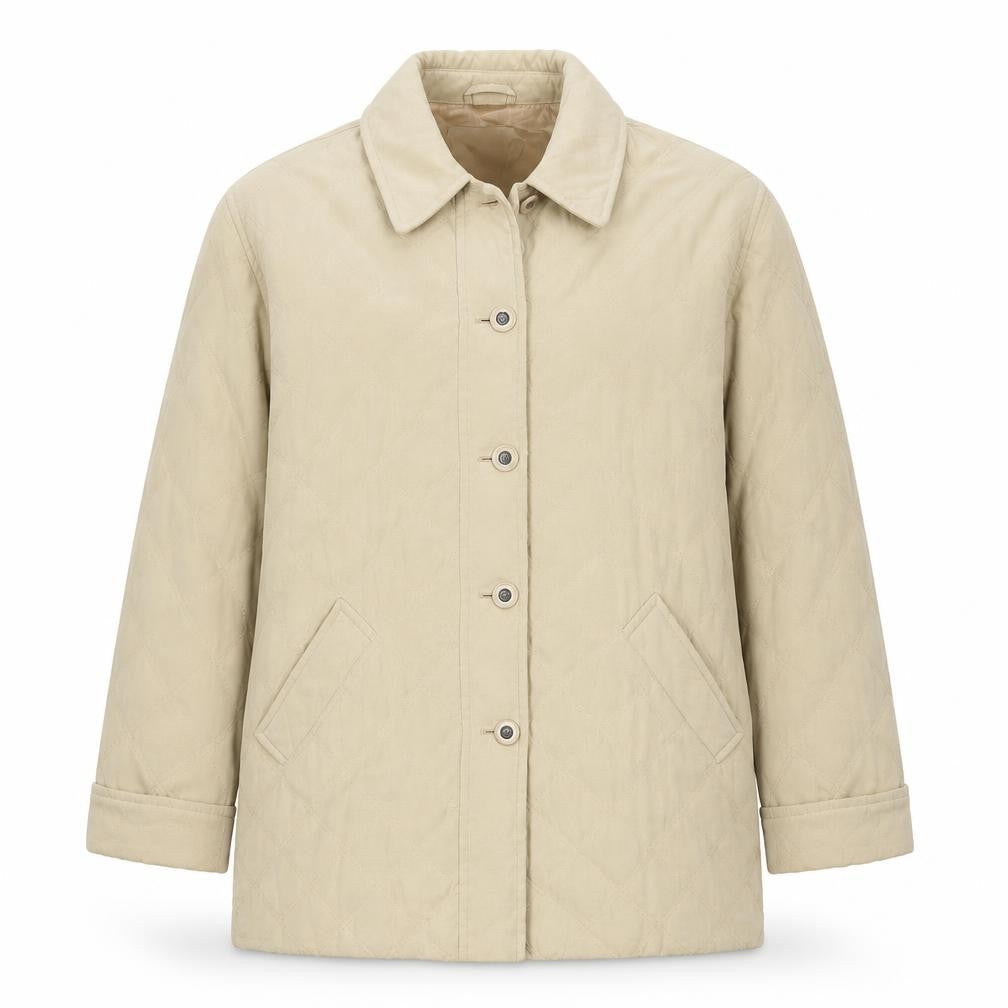 Eastex Beige Quilted Coat Unisex Adults Size 38 Mid-Length Polyester
